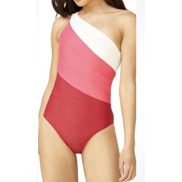 NWOT Summersalt One-Shoulder Swim One Piece - Red and White - Picture 2 of 10